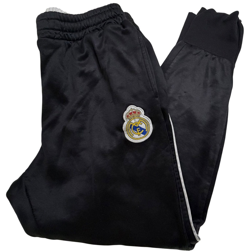 Real Madrid CF Soccer Track Pants Mens Medium Black Joggers Training Fleece